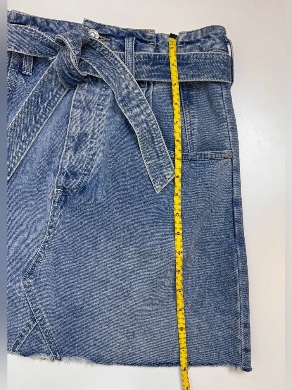 Free People We The Free East of Eden Belted Mini Skirt in Mid Indigo